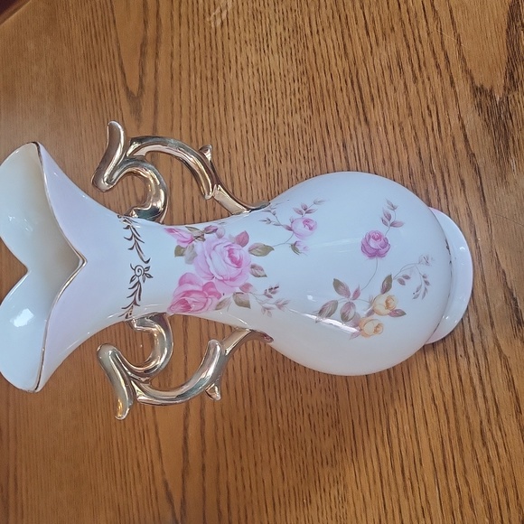 Lefton Ceramic China Rose Hand Painted Two Handled Vase Japan SL6335 - Picture 3 of 6